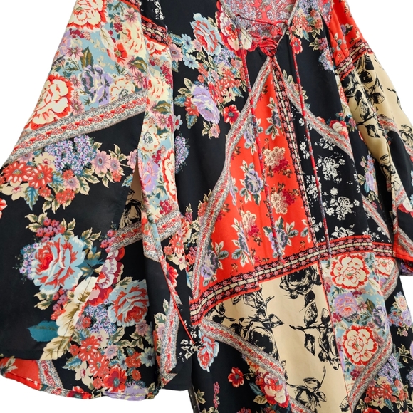 Nwot Anthropologie Fig and Flower Boho Split Bell Longsleeve Blk - Picture 6 of 17